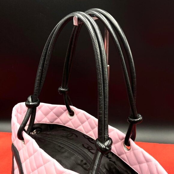 Authentic CHANEL Cambon Ligne Tote Large Pink Quilted Calfskin Leather Purse Bag - Picture 16 of 16